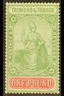 1921-22  £1 Green And Carmine, Wmk Mult Script CA, SG 215, Mint Lightly Hinged Mint. For More Images, Please Visit Http: - Trinidad & Tobago (...-1961)