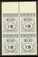 REVENUES  NATIONAL INSURANCE 1990 $7.35 Class VIII Error In Dark Blue, Barefoot 14, Never Hinged Mint BLOCK OF 4. For Mo - Trindad & Tobago (...-1961)