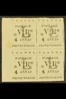 1896  4a Black, Ovptd "L" For Local Use, In A Right MARGINAL BLOCK OF FOUR, SG 73, Unused, Without Gum, A Few Tone Spots - Uganda (...-1962)