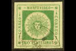 1860  180c Deep Green With Thick Figures, SG 19a, Very Fine Used With 4 Large Margins. A Beauty. For More Images, Please - Uruguay