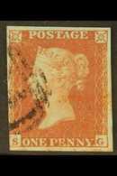 1841  1d Red "SG", With Large Part RED MALTESE CROSS In Combination With Part 1844 Type Numeral Cancel In Black, 3½ Marg - Altri & Non Classificati