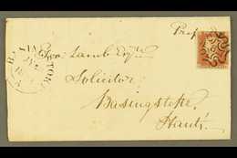 1843  (29 JUL) Entire Letter From Mitcham To Basingstoke Bearing 1841 1d Red-brown With Four Margins Tied By Very Fine " - Other & Unclassified