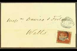 1852  (10 Jul) EL From Frome To Wells Bearing 1d Red Imperf (3 Margins) Tied By Frome Numeral In A Distinctive BLUE-BLAC - Other & Unclassified