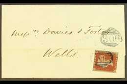 1852  (10 Jul) EL From Frome To Wells Bearing 1d Red Imperf (3 Margins) Tied By Frome Numeral In A Distinctive BLUE-BLAC - Sonstige & Ohne Zuordnung