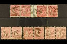 1855-1857 "DUNDEE" PAIRS  An Attractive Group Of 5 X 4d Pairs, 2 X Rose Carmine (SG 66) & 3 X Rose (SG 66a), Each Bearin - Altri & Non Classificati