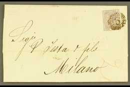 1861  (13 Mar) Pretty EL From London To Italy 6d Lilac (SG 70, Cat £240 On Cover) Tied Neat Numeral Pmk, Various Datesta - Other & Unclassified