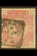 1884  5s Rose On Blued Paper, SG 176, Used With Neat 17 July 1885 Squared-circle Datestamp, A Few Slightly Trimmed Perfs - Sonstige & Ohne Zuordnung
