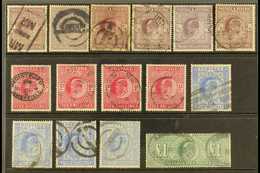 1902-1913 KEVII HIGH VALUES.  USED GROUP With Shades & Printings On A Stock Card, Comprising 2s6d (x6), 5s (x4), 10s (x4 - Unclassified