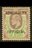 OFFICIAL  ADMIRALTY 1903 1½d Dull Purple & Green With "ADMIRALTY OFFICIAL" Overprint, SG O103, Fine Mint, Expertized E.D - Unclassified