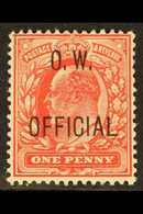 OFFICIAL  OFFICE OF WORKS 1902-3 1d Scarlet "O.W. OFFICIAL" Overprint, SG O37, Very Fine Mint, Expertisation Mark On Rev - Unclassified