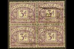 POSTAGE DUES  1924-31 3d Dull Violet EXPERIMENTAL PAPER Variety, SG D14b, Good Used BLOCK Of 4 Cancelled By Parcel Postm - Ohne Zuordnung