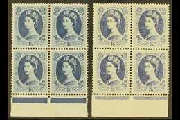 1958-1965 DRY PRINT VARIETY.  1s6d Grey-blue Wilding, SG 586, Never Hinged Mint Lower Marginal BLOCK Of 4 With Stunning  - Sonstige & Ohne Zuordnung