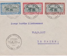 EGYPTE 1927 LETTRE DU CAIRE  OBLITERATION  CONGRES INTERNATIONAL DU COTON - 1915-1921 British Protectorate