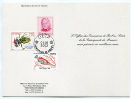 RC 8652 MONACO CARTE DE VOEUX 2002 BONS TIMBRES DONT 10€ NEUF ** - Cartas & Documentos