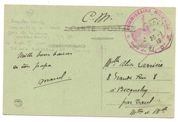 Cachet Commissaire Militaire Gare De Bayonne (64) 1919 - 1. Weltkrieg 1914-1918