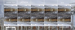 LETTLAND ,LETTONIA Latvia 2018  Europe CEPT - Bridges - Railway  FULL SHEETS - 2018