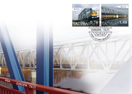 TRAIN LETTLAND ,LETTONIA Latvia 2018  Europe CEPT - Bridges - Railway  FDC - 2018