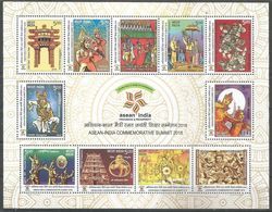 Asian India, 11v, Miniature Sheet, Kate Festival, Thailand, Indonesia, Sri Mariamman Temple, Angkor Cambodia, Ramayan Ph - Hinduism