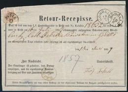 1857 Tértivevény Alul Kézzel Tépett 6kr Bélyeggel Bérmentesítve ,,PESTH' - ,,GÖDÖLL?' - Sonstige & Ohne Zuordnung