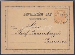 1874 Díjjegyes Levelez?lap / PS-card 'VOJTEK TEMES M.' - Sonstige & Ohne Zuordnung