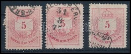 O 1874 3 Db Lemezhibás 5kr Bélyeg - Sonstige & Ohne Zuordnung