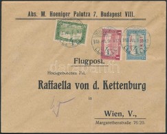 1918. Jul. 9. Légi Levél Bécsbe 1K50f Repül? Posta Bélyeggel és 1.80K Kiegészít? Bérmentesítéssel / Mi 210 With Addition - Sonstige & Ohne Zuordnung