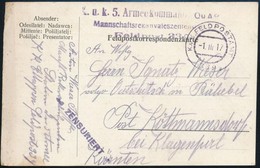 1917 Tábori Posta Levelez?lap / Field Postcard 'K.u.k. 5. Armeekommando Mannschaftsrekonvaleszentenstation' + 'FP 339' - Other & Unclassified