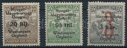 ** * Nyugat-Magyarország VI. 1921 3 érték Hármaslyukasztással, Bodor Vizsgálójellel (6.500) - Altri & Non Classificati