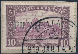 Fiume 1918 Parlament 10K Gépi Felülnyomással Kivágáson (450.000) / Mi 25 With Machine Overprint. Certificate: Bodor - Autres & Non Classés