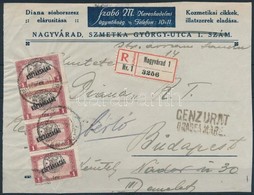 1921 Ajánlott Levél El?lap Nagyvárad Bélyegekkel Budapestre, Bodor Vizsgálójellel - Other & Unclassified