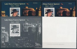 ** 1997/18 Lady Diana Frances Spencer 4 Db-os Emlékív Garnitúra Azonos Sorszámmal (30.000) Az Enyvezett Példányon Betapa - Sonstige & Ohne Zuordnung