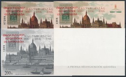 ** 1998/6a Óbuda-Buda-Pest Egyesítésének 125. évfordulója 4 Db-os Emlékív Garnitúra Piros Felülnyomással Azonos Sorszám  - Autres & Non Classés