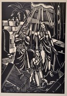 Dallos Hanna (1907-1944): Ima, Fametszet, Papír, Jelzett A Dúcon, 37×28 Cm - Sonstige & Ohne Zuordnung