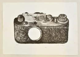 Erdélyi Jelzéssel: Gép 3 (Leica). Litográfia, Papír, 20×28 Cm - Other & Unclassified