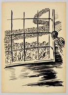 Frans Masereel (1889-1972): Kiváncsi Csontváz. Fametszet, Papír, Jelzett A Fametszeten, 34×24 Cm - Sonstige & Ohne Zuordnung