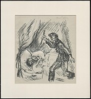 Márffy Ödön (1878-1959): Gyilkosság. Litográfia, Papír, Utólagos Jelzéssel, Paszpartuban, 20×18 Cm - Sonstige & Ohne Zuordnung