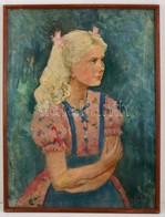 Nyilasy Jelzéssel: Kislány Portré, Olaj, Karton, Keretben, 60×42 Cm - Sonstige & Ohne Zuordnung