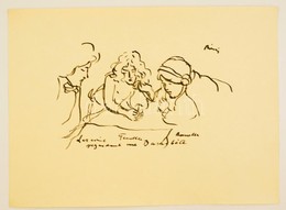 Rippl-Rónai József (1861-1927): Tanakodó Családtagok. Cinkográfia, Papír, Jelzett A Cinkográfián, 26×35 Cm (1913 Fünfzig - Sonstige & Ohne Zuordnung