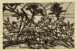 Raszler Károly (1925-2005): Virágszálak. Rézkarc, Papír, Jelzett, 9,5×14,5 Cm - Autres & Non Classés