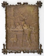 Cca 1900 Udvarló Vadász, Bronz Falikép, 25×19 Cm - Altri & Non Classificati