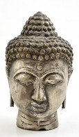 Tibeti Ezüst (Ag. 50% Alatti Ezüst Tartalommal) Buddha Fej, Jelzés Nélkül, M: 15,5 Cm - Autres & Non Classés