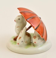 Drasche Porcelán Nyuszik Erny? Alatt, Kézzel Festett, Jelzés Nélkül, Hibátlan, 5×5,5 Cm - Altri & Non Classificati