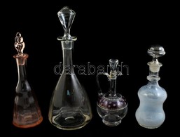 4 Db üvegpalack Dugóval, Közte Fújt Is, Némelyik Apró Csorbákkal, Különböz? Méretben, M: Kb. 15-25 Cm - Glas & Kristall