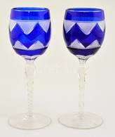 Csiszolt Kristály Borospohár 2 Db, Több Réteg?, Hibátlan, Jelzés Nélkül, M:20,5 Cm (2×) - Glas & Kristall