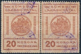 1922 Sümeg Városi Lakáshivatali Bélyeg 20K Pár (24.000) - Ohne Zuordnung