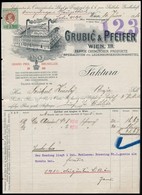 1910 Grubi? & Pfeifer Wien Díszes Fejléces Számla, Okmánybélyeggel - Ohne Zuordnung