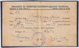 1948 Bp., A Budapesti és Környéki Szekérfuvarozók Testülete által Kiállított Parkolási Engedély - Ohne Zuordnung