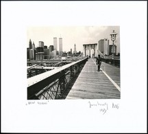 1983 Jankovszky György(1946-): New York, Brooklyn Bridge, Feliratozva, Aláírt, Pecséttel Jelzett, Kartonra Kasírozva, 11 - Sonstige & Ohne Zuordnung