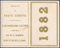 1882 Kártyanaptár Gyümölcsüzlet Reklámjával - Publicités