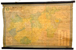 1969 A Magyar Népköztársaság államigazgatási Térképe, Nagyméret? Falitérkép, Kis Kopásokkal, Felcsavarva, 73×115 Cm - Other & Unclassified